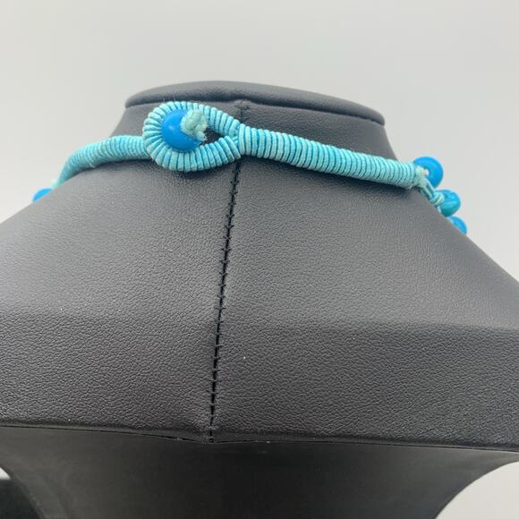 Vintage Handmade Turquoise Aqua Blue Large Disc Station Necklace Boho Unique - Picture 7 of 7